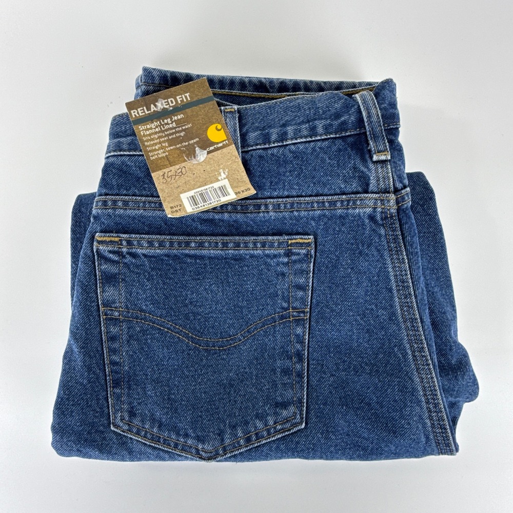 Carhartt Relaxed Fit Straight Leg Flannel Lined Jeans Mens 34X30 B172 DST NWT